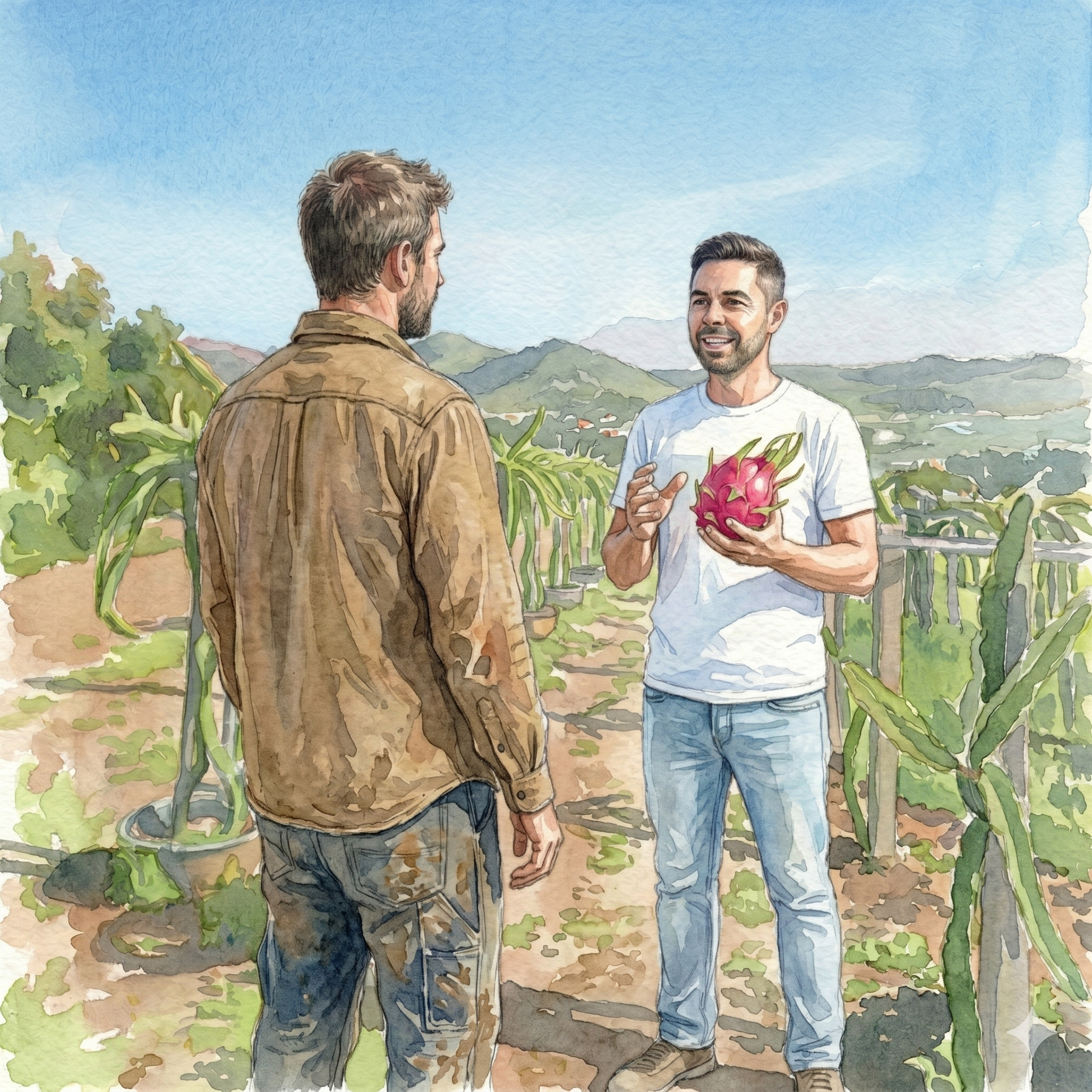 Oscar asesorando en la plantación